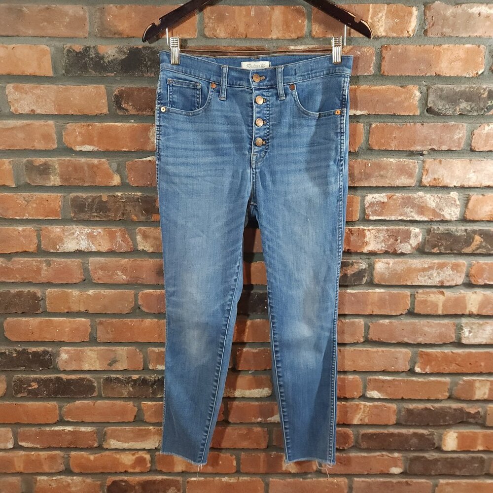 Madewell 10" High-Rise Skinny Crop Raw Hem Jeans Medium Wash Tencel Women's 27 - Picture 2 of 7